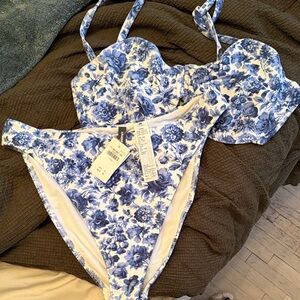 Abercrombie & Fitch Blue Floral Bikini
